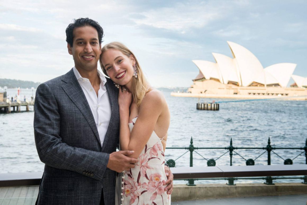 Vanessa Axente and her husband Rahil Gupta in Sydney, Australia